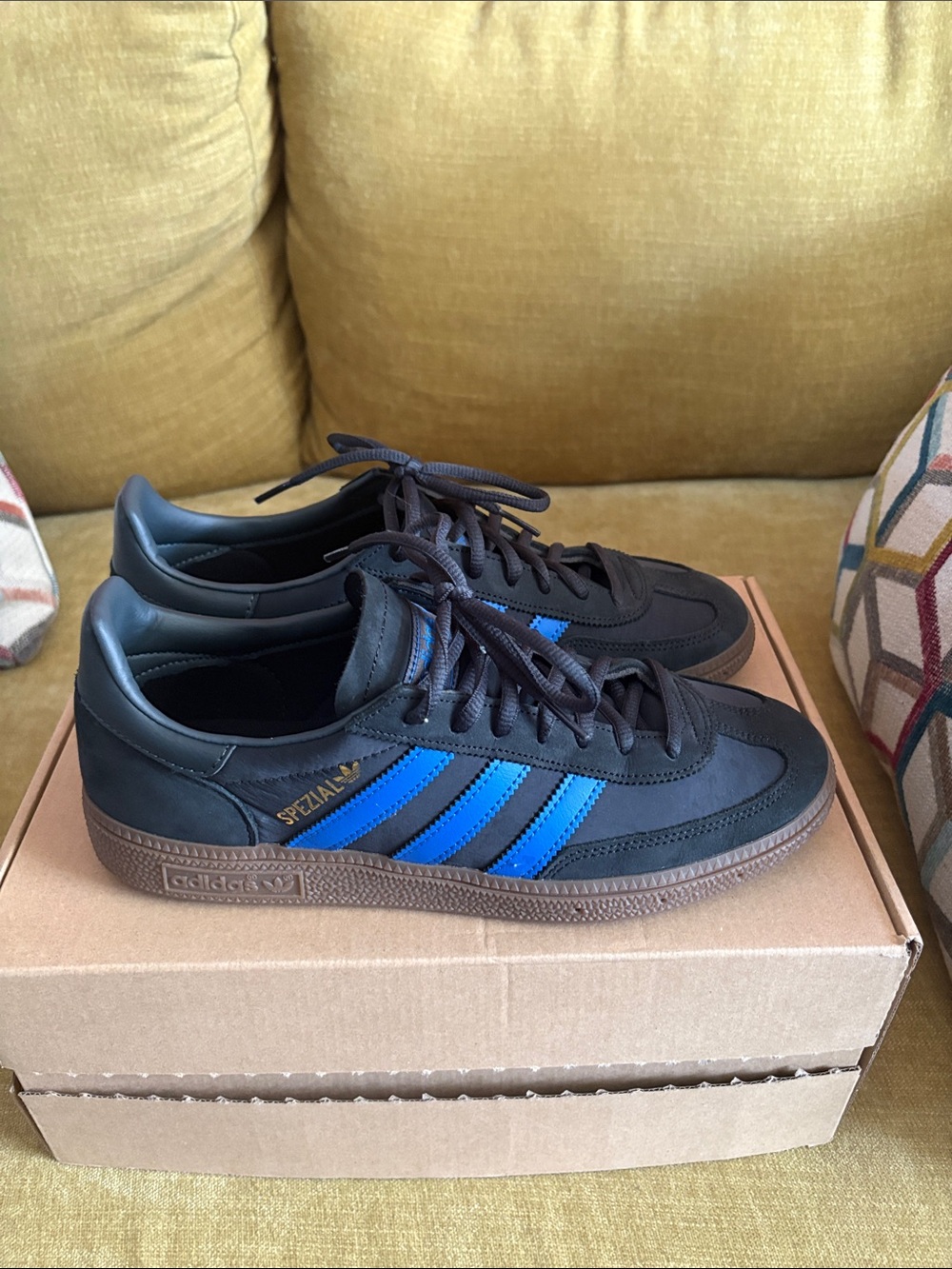 adidas Spezial Men’s Black with Bright Blue Stripes Sneakers